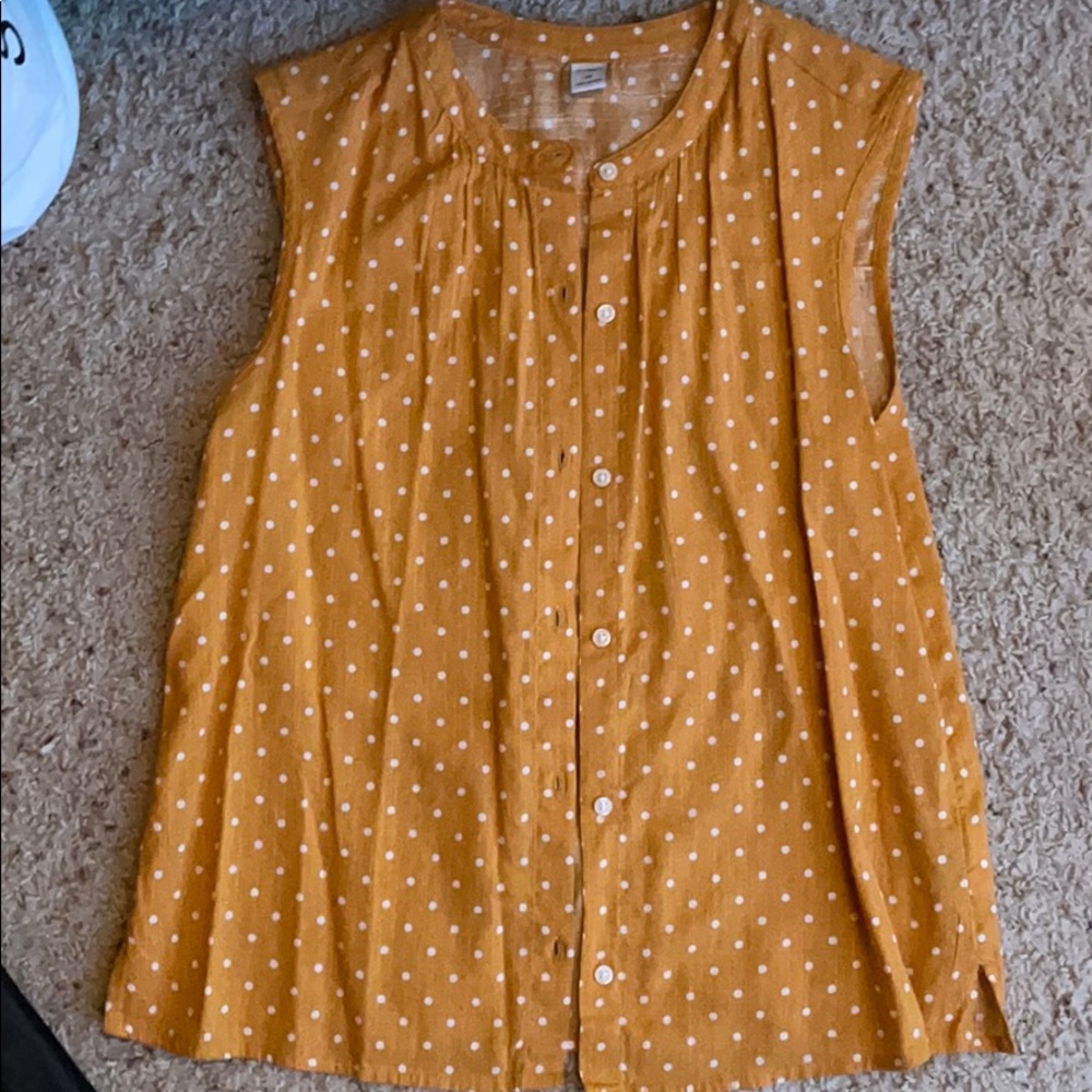 Yellow polka dot button up tank